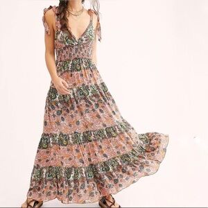 NWT Free People Intimately Let’s Smock About It Boho‎ Maxi Dress - L